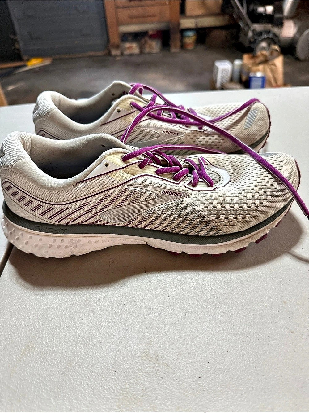 Brooks Ghost Running Shoes White & Purple US 10 M